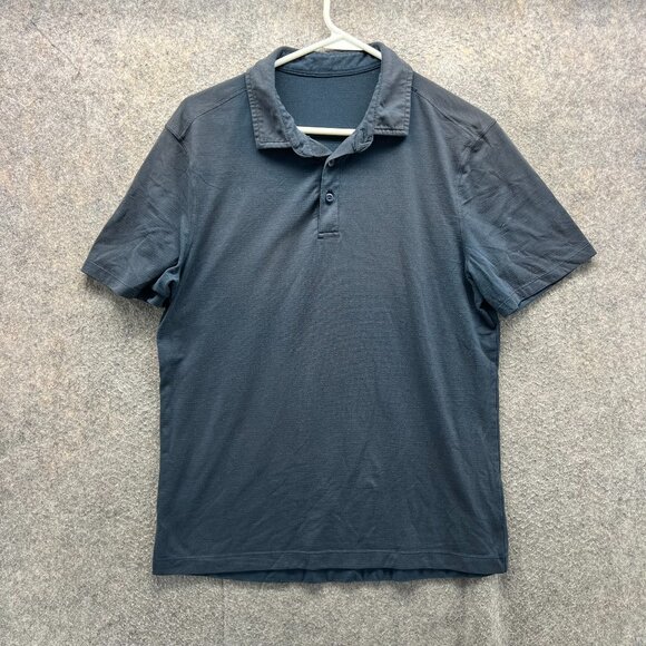 Lululemon Polo Shirt Mens Small Blue Pima Cotton Short Sleeve Athletic Golf - Picture 1 of 10